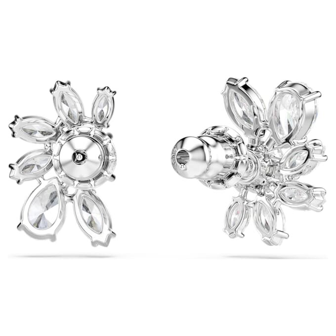 Boucles d’oreilles Mesmera à tailles variées, motif floral, blanches, plaquées rhodium Boucles d’oreilles Mesmera à tailles variées, motif floral, blanches, plaquées rhodium