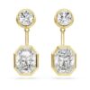 Boucles d’oreilles « Octagon » avec diamants synthétiques, 7,70 carats au total, formes variées, or jaune 18 carats