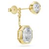 Boucles d’oreilles « Octagon » avec diamants synthétiques, 7,70 carats au total, formes variées, or jaune 18 carats