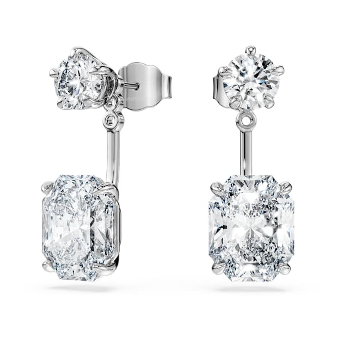 Boucles d’oreilles octogonales avec diamants synthétiques de 9,65 ct au total, formes variées, or blanc 18 carats Boucles d’oreilles octogonales avec diamants synthétiques de 9,65 ct au total, formes variées, or blanc 18 carats