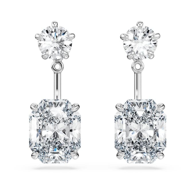 Boucles d’oreilles octogonales avec diamants synthétiques de 9,65 ct au total, formes variées, or blanc 18 carats Boucles d’oreilles octogonales avec diamants synthétiques de 9,65 ct au total, formes variées, or blanc 18 carats