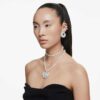 Collier ras-du-cou Ariana Grande X Swarovski, tailles variées, perles de cristal, cœur, blanc, plaqué rhodium