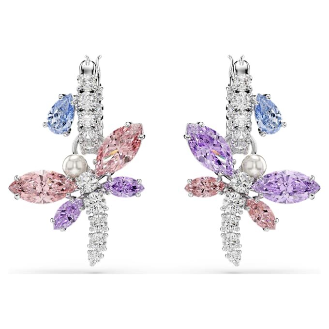 Boucles d’oreilles pendantes Ariana Grande X Swarovski, tailles variées, libellule, multicolores, plaquées rhodium Boucles d’oreilles pendantes Ariana Grande X Swarovski, tailles variées, libellule, multicolores, plaquées rhodium