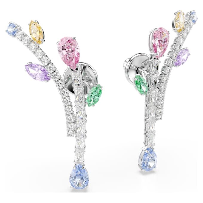 Boucles d’oreilles pendantes Ariana Grande X Swarovski, tailles variées, multicolores, plaquées rhodium Boucles d’oreilles pendantes Ariana Grande X Swarovski, tailles variées, multicolores, plaquées rhodium