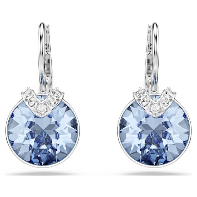 Boucles d’oreilles pendantes Bella V, taille ronde, bleues, plaquées rhodium Boucles d’oreilles pendantes Bella V, taille ronde, bleues, plaquées rhodium