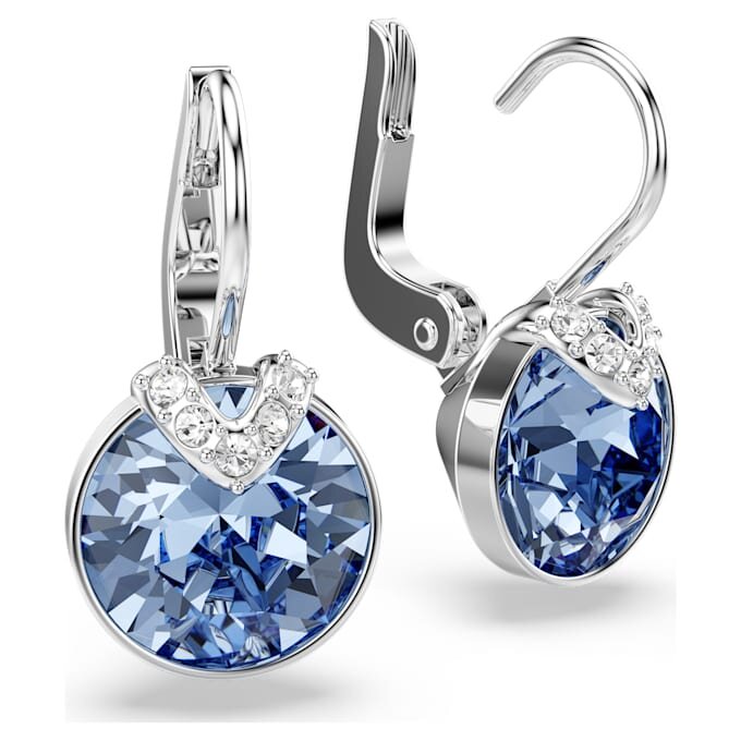 Boucles d’oreilles pendantes Bella V, taille ronde, bleues, plaquées rhodium Boucles d’oreilles pendantes Bella V, taille ronde, bleues, plaquées rhodium