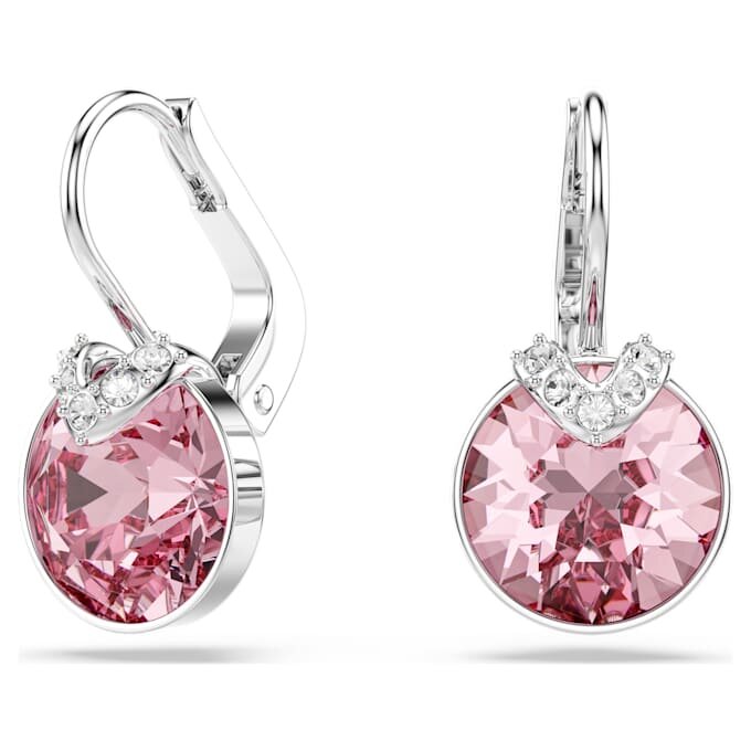Boucles d’oreilles pendantes Bella V, taille ronde, rose, plaquées rhodium Boucles d’oreilles pendantes Bella V, taille ronde, rose, plaquées rhodium