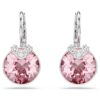 Boucles d’oreilles pendantes Bella V, taille ronde, rose, plaquées rhodium Boucles d’oreilles pendantes Bella V, taille ronde, rose, plaquées rhodium