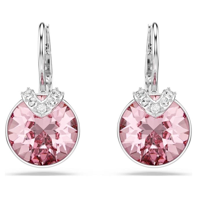 Boucles d’oreilles pendantes Bella V, taille ronde, rose, plaquées rhodium Boucles d’oreilles pendantes Bella V, taille ronde, rose, plaquées rhodium