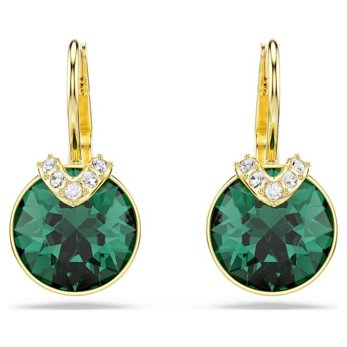 Boucles d’oreilles pendantes Bella V, taille ronde, vertes, plaquées or Boucles d’oreilles pendantes Bella V, taille ronde, vertes, plaquées or