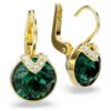 Boucles d’oreilles pendantes Bella V, taille ronde, vertes, plaquées or Boucles d’oreilles pendantes Bella V, taille ronde, vertes, plaquées or