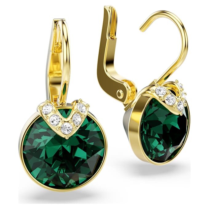 Boucles d’oreilles pendantes Bella V, taille ronde, vertes, plaquées or Boucles d’oreilles pendantes Bella V, taille ronde, vertes, plaquées or