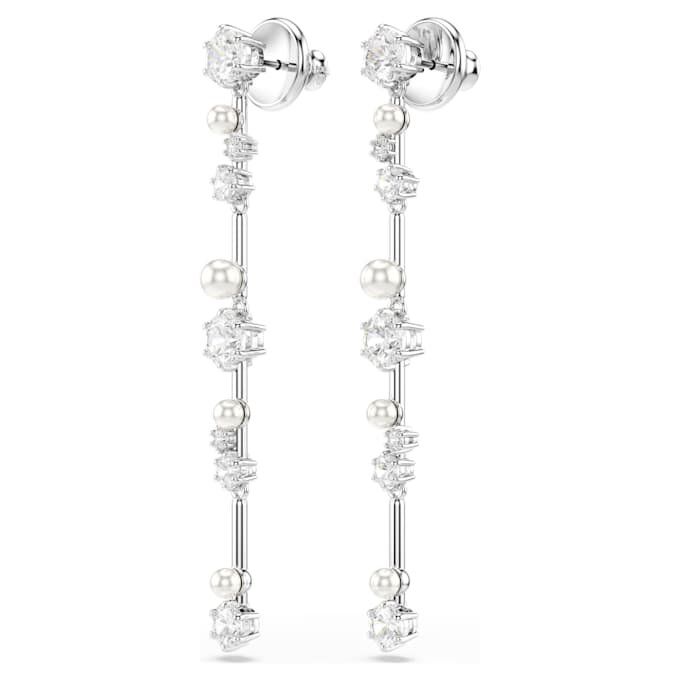 Boucles d’oreilles pendantes Constella, perles de cristal, tailles rondes, blanches, plaquées rhodium Boucles d’oreilles pendantes Constella, perles de cristal, tailles rondes, blanches, plaquées rhodium