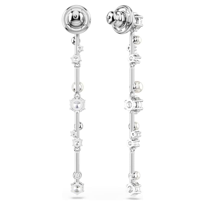 Boucles d’oreilles pendantes Constella, perles de cristal, tailles rondes, blanches, plaquées rhodium Boucles d’oreilles pendantes Constella, perles de cristal, tailles rondes, blanches, plaquées rhodium