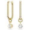 Boucles d’oreilles pendantes Constella, taille ronde, blanches, plaquées or