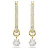 Boucles d’oreilles pendantes Constella, taille ronde, blanches, plaquées or