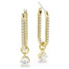 Boucles d’oreilles pendantes Constella, taille ronde, blanches, plaquées or