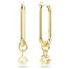 Boucles d’oreilles pendantes Constella, taille ronde, blanches, plaquées or