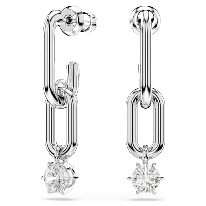 Boucles d’oreilles pendantes Constella, taille ronde, blanches, plaquées rhodium Boucles d’oreilles pendantes Constella, taille ronde, blanches, plaquées rhodium