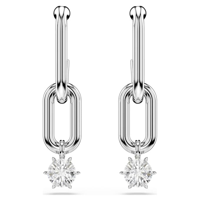 Boucles d’oreilles pendantes Constella, taille ronde, blanches, plaquées rhodium Boucles d’oreilles pendantes Constella, taille ronde, blanches, plaquées rhodium