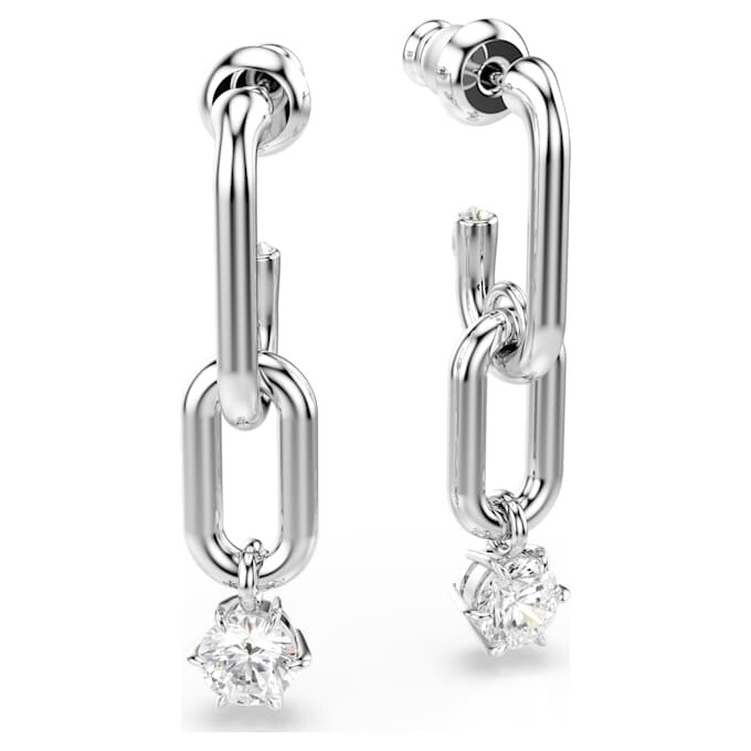 Boucles d’oreilles pendantes Constella, taille ronde, blanches, plaquées rhodium Boucles d’oreilles pendantes Constella, taille ronde, blanches, plaquées rhodium