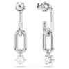 Boucles d’oreilles pendantes Constella, taille ronde, blanches, plaquées rhodium Boucles d’oreilles pendantes Constella, taille ronde, blanches, plaquées rhodium