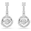Boucles d’oreilles pendantes Constella, taille ronde, pierre dansante, blanches, plaquées rhodium Boucles d’oreilles pendantes Constella, taille ronde, pierre dansante, blanches, plaquées rhodium