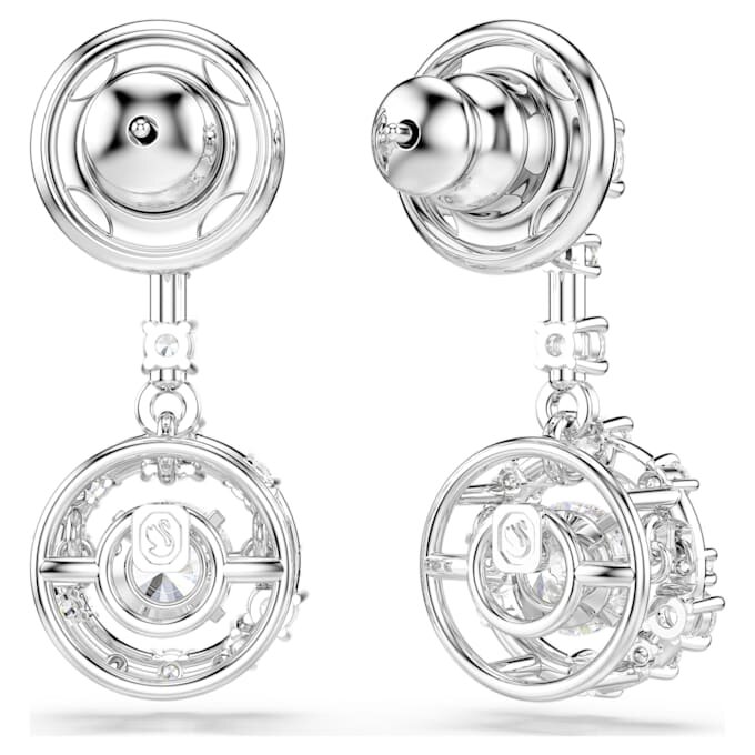 Boucles d’oreilles pendantes Constella, taille ronde, pierre dansante, blanches, plaquées rhodium Boucles d’oreilles pendantes Constella, taille ronde, pierre dansante, blanches, plaquées rhodium