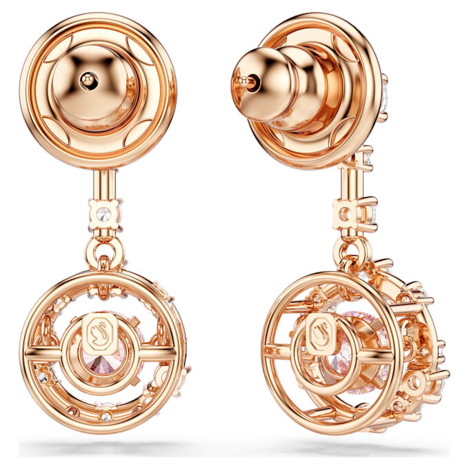 Boucles d’oreilles pendantes Constella, taille ronde, pierre dansante, rose, plaqué or rose Boucles d’oreilles pendantes Constella, taille ronde, pierre dansante, rose, plaqué or rose