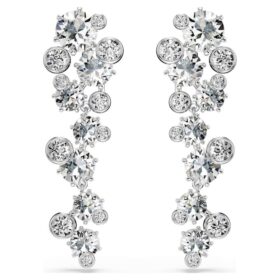 Boucles d’oreilles pendantes Constella, tailles variées, blanches, plaquées rhodium