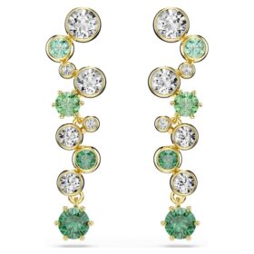 Boucles d’oreilles pendantes Constella, tailles variées, vertes, plaquées or