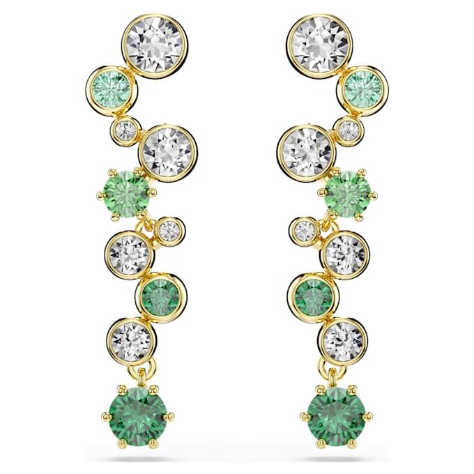 Boucles d’oreilles pendantes Constella, tailles variées, vertes, plaquées or Boucles d’oreilles pendantes Constella, tailles variées, vertes, plaquées or