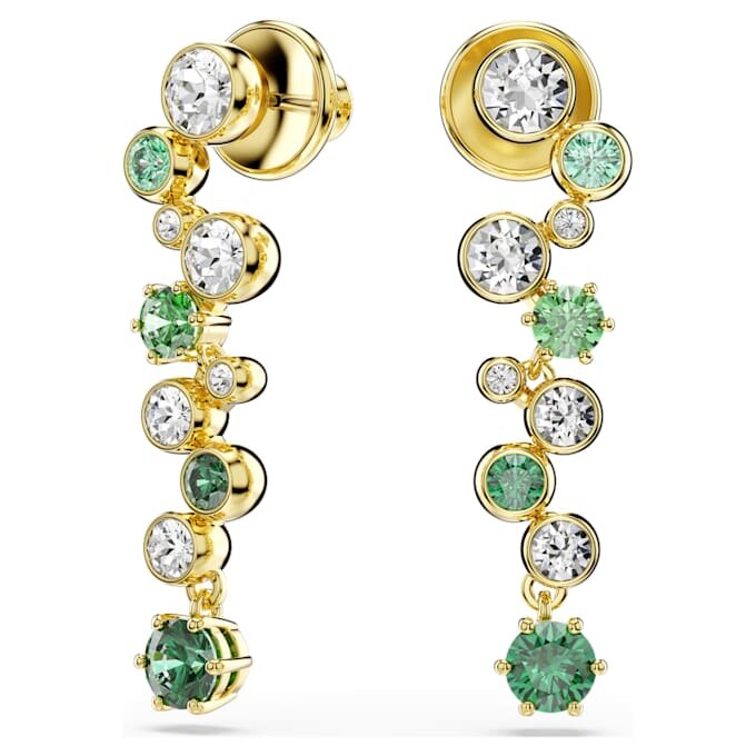 Boucles d’oreilles pendantes Constella, tailles variées, vertes, plaquées or Boucles d’oreilles pendantes Constella, tailles variées, vertes, plaquées or