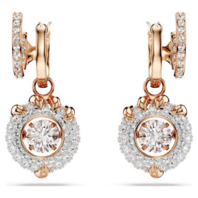 Boucles d’oreilles pendantes Dragon & Phoenix « Griffe de dragon », blanches, plaquées or rose