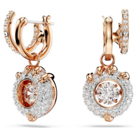 Boucles d’oreilles pendantes Dragon & Phoenix « Griffe de dragon », blanches, plaquées or rose