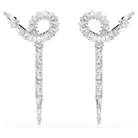 Boucles d’oreilles pendantes en forme de serpent, tailles variées, Année du Serpent, blanches, plaquées rhodium