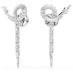 Boucles d’oreilles pendantes en forme de serpent, tailles variées, Année du Serpent, blanches, plaquées rhodium