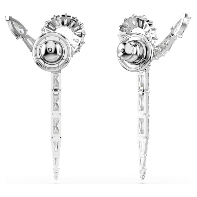 Boucles d’oreilles pendantes en forme de serpent, tailles variées, Année du Serpent, blanches, plaquées rhodium Boucles d’oreilles pendantes en forme de serpent, tailles variées, Année du Serpent, blanches, plaquées rhodium