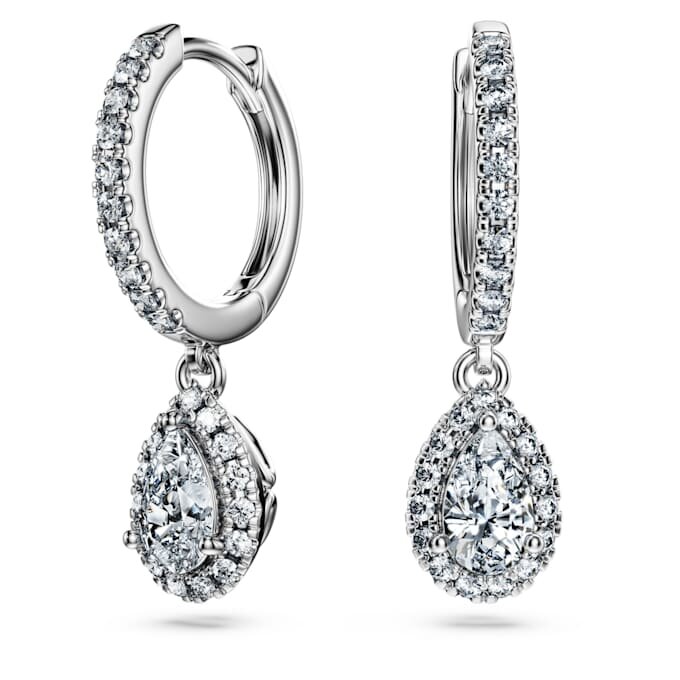 Boucles d’oreilles pendantes Eternity, diamants synthétiques 1,25 ct au total, forme poire, or blanc 14 carats Boucles d’oreilles pendantes Eternity, diamants synthétiques 1,25 ct au total, forme poire, or blanc 14 carats