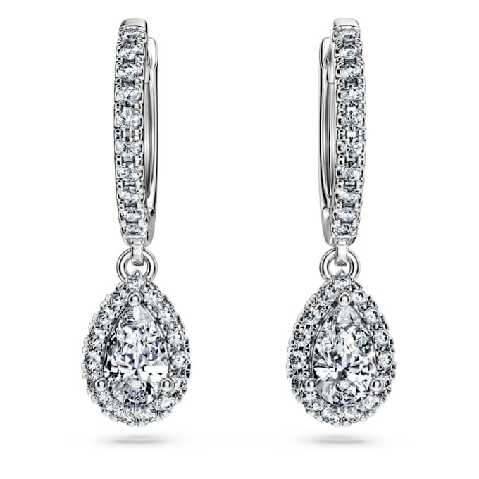 Boucles d’oreilles pendantes Eternity, diamants synthétiques 1,25 ct au total, forme poire, or blanc 14 carats Boucles d’oreilles pendantes Eternity, diamants synthétiques 1,25 ct au total, forme poire, or blanc 14 carats