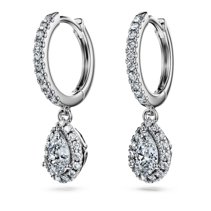 Boucles d’oreilles pendantes Eternity, diamants synthétiques 1,25 ct au total, forme poire, or blanc 14 carats Boucles d’oreilles pendantes Eternity, diamants synthétiques 1,25 ct au total, forme poire, or blanc 14 carats