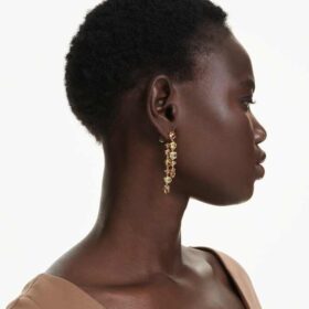 Boucles d’oreilles pendantes Gema : design asymétrique, tailles variées, longues, jaunes, plaquées or