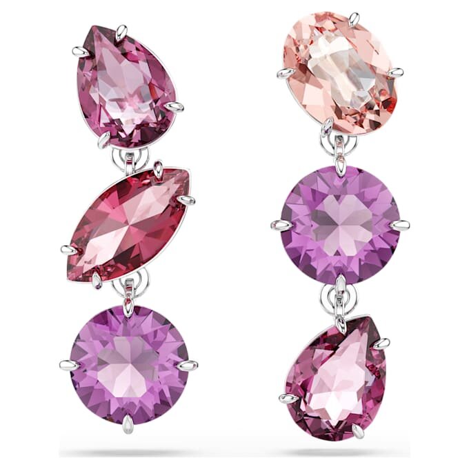 Boucles d’oreilles pendantes Gema, tailles variées, roses, plaquées rhodium Boucles d’oreilles pendantes Gema, tailles variées, roses, plaquées rhodium