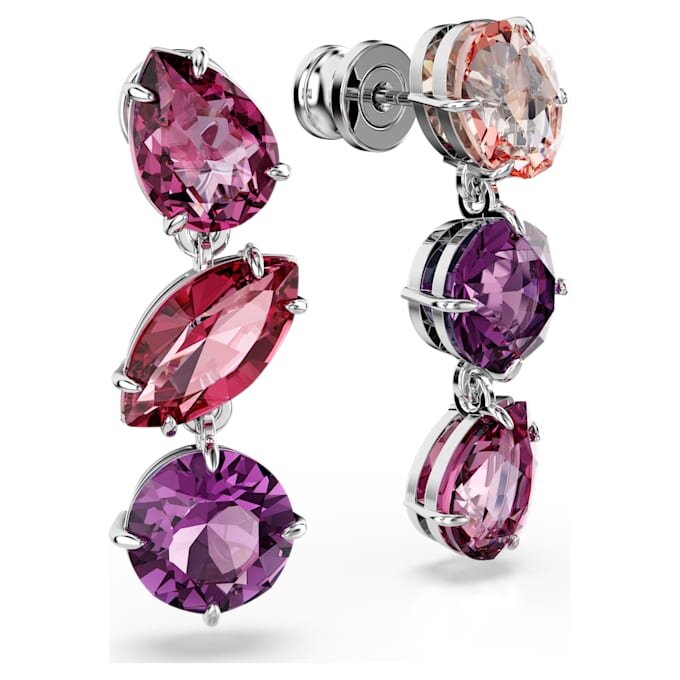 Boucles d’oreilles pendantes Gema, tailles variées, roses, plaquées rhodium Boucles d’oreilles pendantes Gema, tailles variées, roses, plaquées rhodium