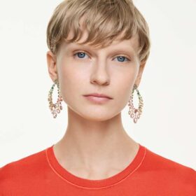 Boucles d’oreilles pendantes Gema, tailles variées, style lustre, multicolores, plaquées or