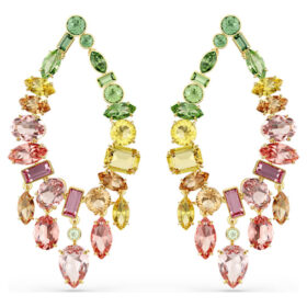 Boucles d’oreilles pendantes Gema, tailles variées, style lustre, multicolores, plaquées or
