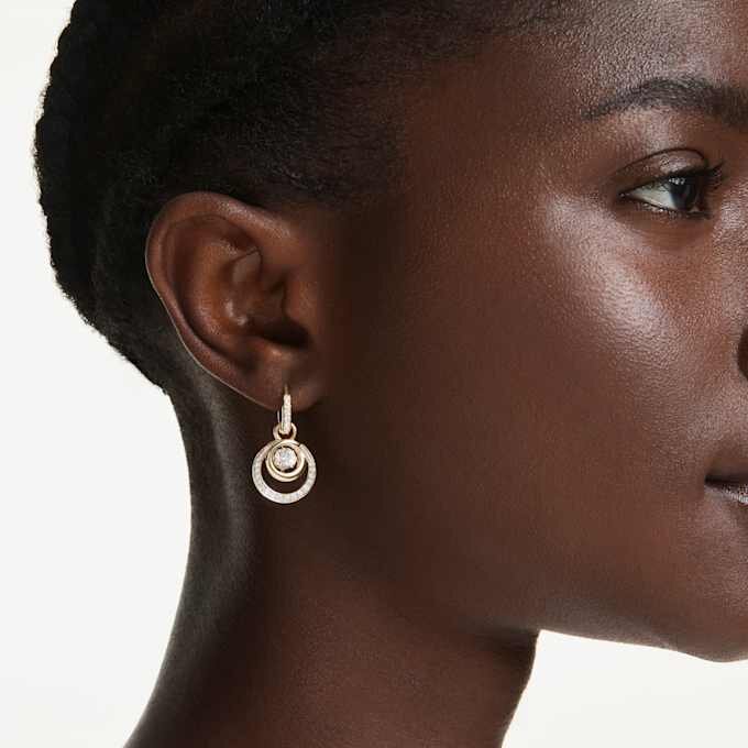Boucles d’oreilles pendantes Hyperbola, taille ronde, blanches, plaquées or Boucles d’oreilles pendantes Hyperbola, taille ronde, blanches, plaquées or