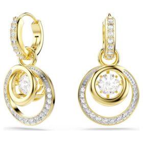 Boucles d’oreilles pendantes Hyperbola, taille ronde, blanches, plaquées or