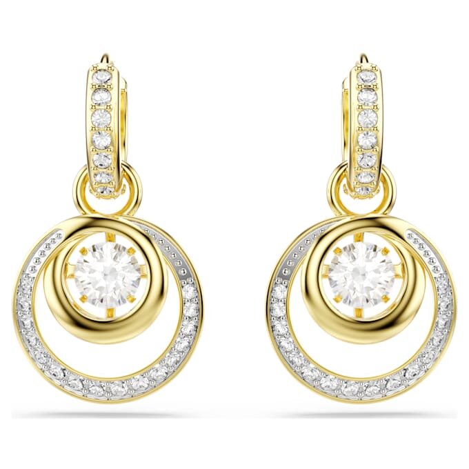 Boucles d’oreilles pendantes Hyperbola, taille ronde, blanches, plaquées or Boucles d’oreilles pendantes Hyperbola, taille ronde, blanches, plaquées or