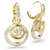 Boucles d’oreilles pendantes Hyperbola, taille ronde, blanches, plaquées or Boucles d’oreilles pendantes Hyperbola, taille ronde, blanches, plaquées or